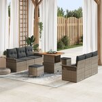 Ensemble de 9 Canapés de Jardin avec Coussins Gris Rattan Poly