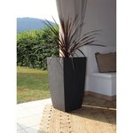 Bac à fleurs carré haut 42 L - 43 5 x 43 5 x hauteur 78 2 cm -Bac intérieur amovible - Anthracite