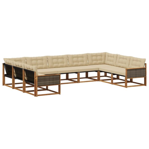 vidaXL Ensemble de canapés d'extérieur 9 Pièces Naturel et Beige