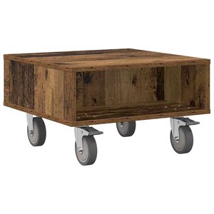 vidaXL Table d'appoint avec roues Bois ancien 50 5 x 50 x 30 cm