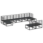 vidaXL Ensemble de canapé de jardin avec coussin 9 Pièces Noir Aluminium