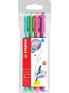 Pochette x 4 stylos-feutres pointMax - vert de glace + vert clair + rose + lilas STABILO