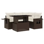 vidaXL Salon de jardin avec coussins 5 Pièces marron résine tressée