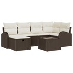 Ensemble de Canapé de Jardin de 7 Pièces avec Coussins en Poly Rattan Marron
