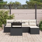 vidaXL Ensemble de canapé de jardin avec coussin 6 Pièces Noir polyrotin