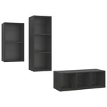 vidaXL Ensemble de meubles TV 3 Pièces Gris Bois d'ingénierie