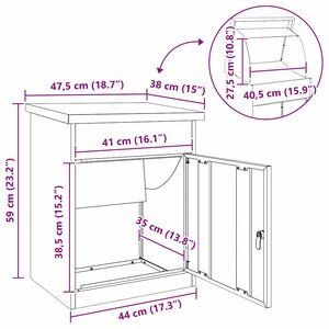 vidaXL Boîte de dépôt de colis Rouillé 47 5 x 38 x 59 cm Acier patiné