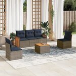vidaXL Salon de jardin 6 Pièces avec coussins gris résine tressée