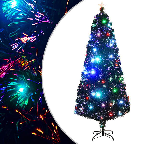 vidaXL Arbre de Noël pré-éclairé avec support et LED 210 cm fibre optique