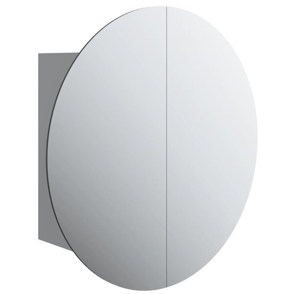 vidaXL Armoire de salle de bain miroir rond et LED Gris 47x47x17 5 cm