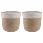 vidaXL Ensemble de Pots à Plantes 2 Pièces Naturel et Blanc Ø 21 x 21 cm