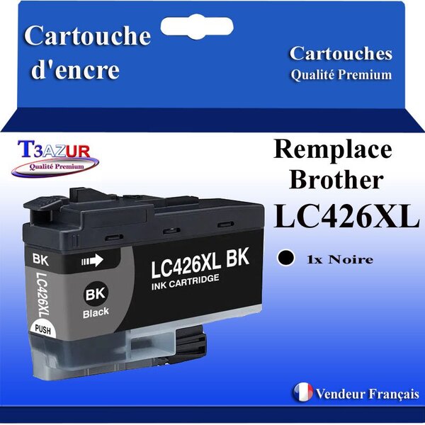 T3AZUR- Cartouche compatible avec Brother LC426 XL pour Brother MFC-J4335DW  MFC-J4340DW  MFC-J4340DWE Noire