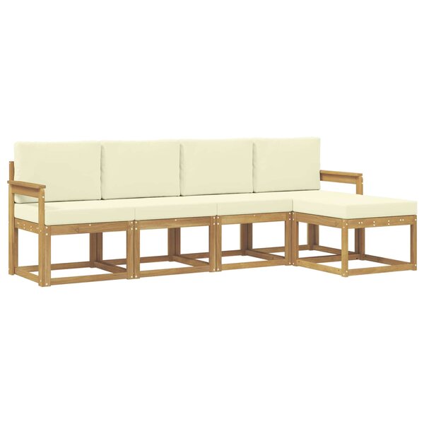 vidaXL Ensemble de canapés d'extérieur 5 Pièces Blanc et crème