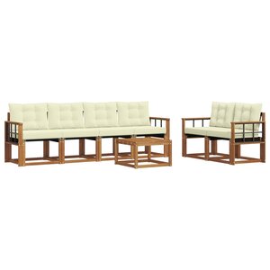 vidaXL Ensemble de canapés d'extérieur 7 pc Naturel et Crème