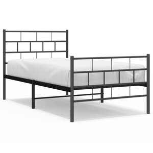 vidaXL Cadre de lit métal sans matelas avec pied de lit noir 107x203cm