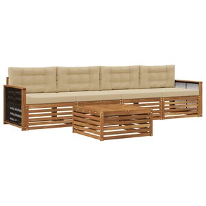 vidaXL Ensemble de canapés d'extérieur 5 Pièces Naturel et Beige