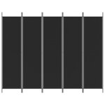 vidaXL Cloison de séparation 5 panneaux Noir 250x200 cm Tissu