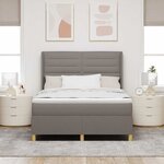 vidaXL Lit à ressorts avec matelas Taupe 140 x 190 cm tissu