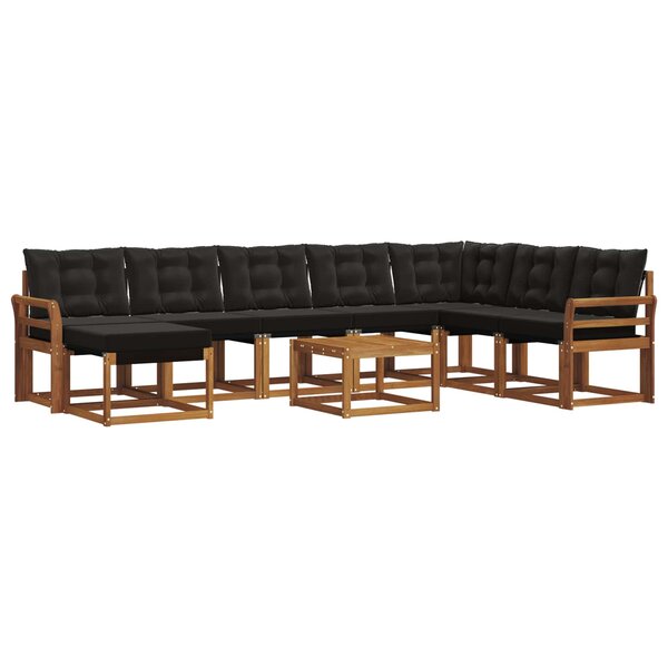 vidaXL Ensemble de canapés d'extérieur 9 pc Naturel et noir