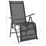 vidaXL Chaise inclinable de terrasse Aluminium et textilène Noir