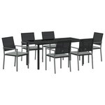 vidaXL Ensemble de salle à manger de jardin de 7 pièces avec coussins en poly rattan noir