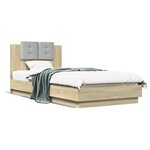 vidaXL Cadre de lit avec LED sans matelas chêne sonoma 100x200 cm