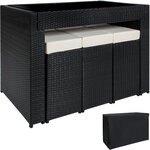 Tectake salon de jardin ibiza 6 places avec 2 sets de housses + housse de protection - noir