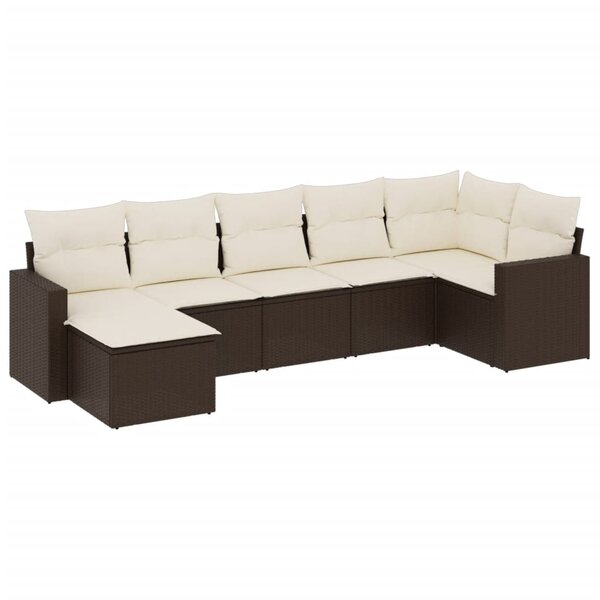 vidaXL Salon de jardin avec coussins 7 Pièces marron résine tressée