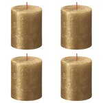 Bolsius Bougies pilier rustiques Shimmer 4 Pièces 80x68 mm Doré