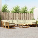 vidaXL Ensemble de canapés d'extérieur 10 Pièces Naturel et Crème