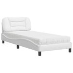 vidaXL Lit avec matelas blanc 90x190 cm similicuir