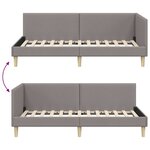 vidaXL Cadre de lit d'angle Taupe 90 cm x 190 cm Tissu et Contreplaqué