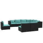vidaXL Salon de jardin 9 Pièces avec coussins Résine tressée Noir