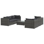 vidaXL Salon de jardin 7 Pièces avec coussins résine tressée gris