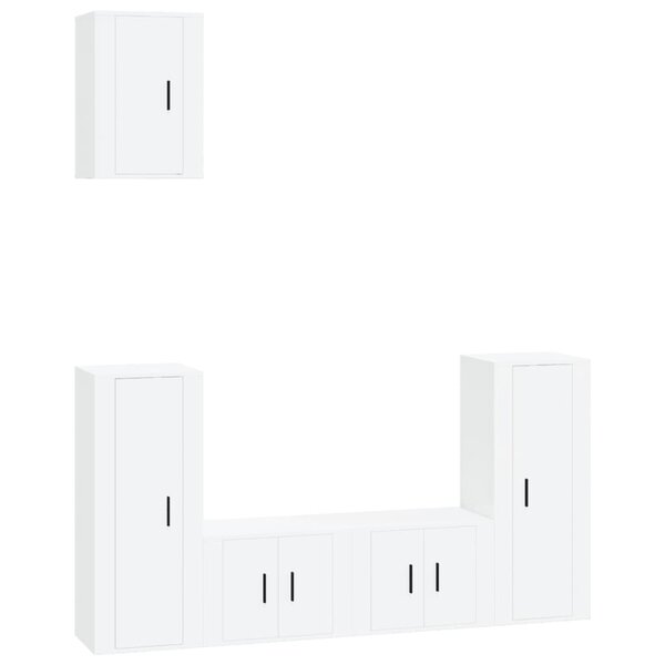 vidaXL Ensemble de meubles TV 5 Pièces Blanc brillant Bois d'ingénierie