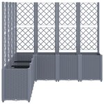 vidaXL Jardinière avec treillis gris 160x160x140 cm PP