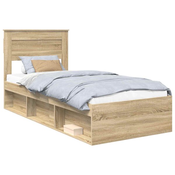 vidaXL Cadre de lit Sonoma 90 x 190 cm Bois de pin massif