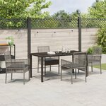 vidaXL Ensemble de salle à manger de jardin 5 pièces avec coussins gris en poly rattan