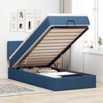 vidaXL Lit ottoman avec matelas et LED Bleu 100x200 cm Tissu
