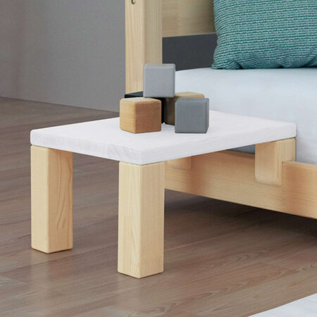 Table de chevet à fixer sur le lit - Blanc et bois naturel - 43 x 32 x 41 cm