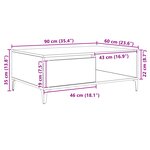 vidaXL Table basse chêne artisanal 90 x 60 x 35 cm Bois d'ingénierie