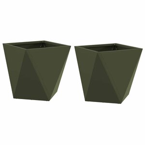 vidaXL Jardinière 2 Pièces Vert olive 30 x 30 x 30 cm Acier