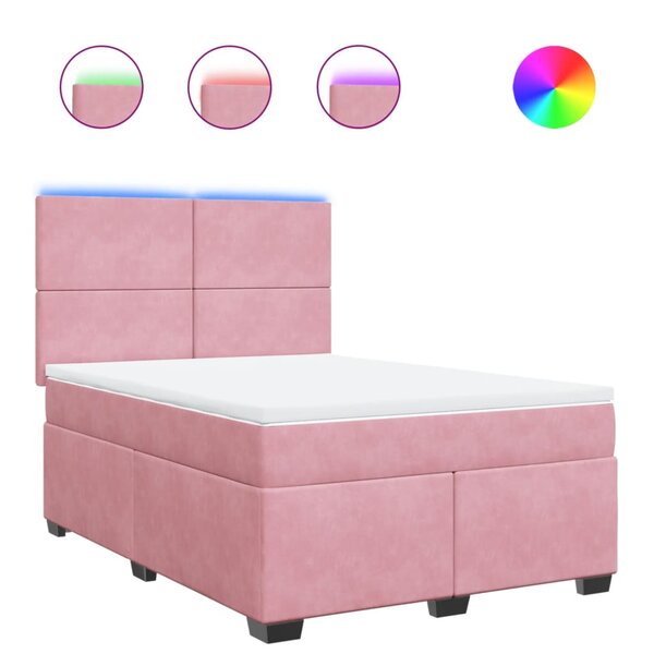 vidaXL Sommier à lattes de lit avec matelas Rose 140x200 cm Velours