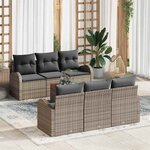 vidaXL Ensemble de canapé de jardin 7 Pièces Gris Poly rotin