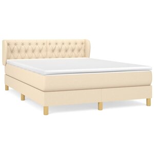 vidaXL Sommier à lattes de lit avec matelas Crème 140x200 cm Tissu