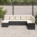 vidaXL Ensemble de canapé de jardin avec coussin 8 Pièces Noir polyrotin