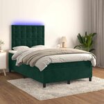 vidaXL Sommier à lattes de lit matelas et LED Vert foncé 120x200 cm