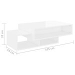 vidaXL Table basse Blanc brillant 105x55x32 cm Aggloméré