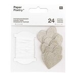 24 étiquettes à suspendre petits coeurs à paillettes