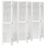 vidaXL Cloison de séparation 6 panneaux blanc bois de paulownia massif